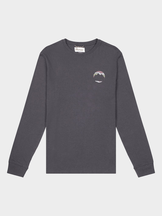 Back Circular Long Sleeve T-Shirt in Ebony