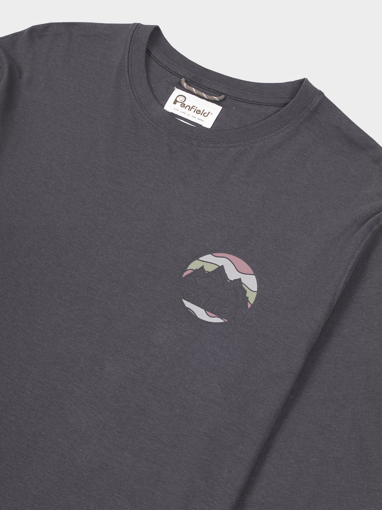 Back Circular Long Sleeve T-Shirt in Ebony