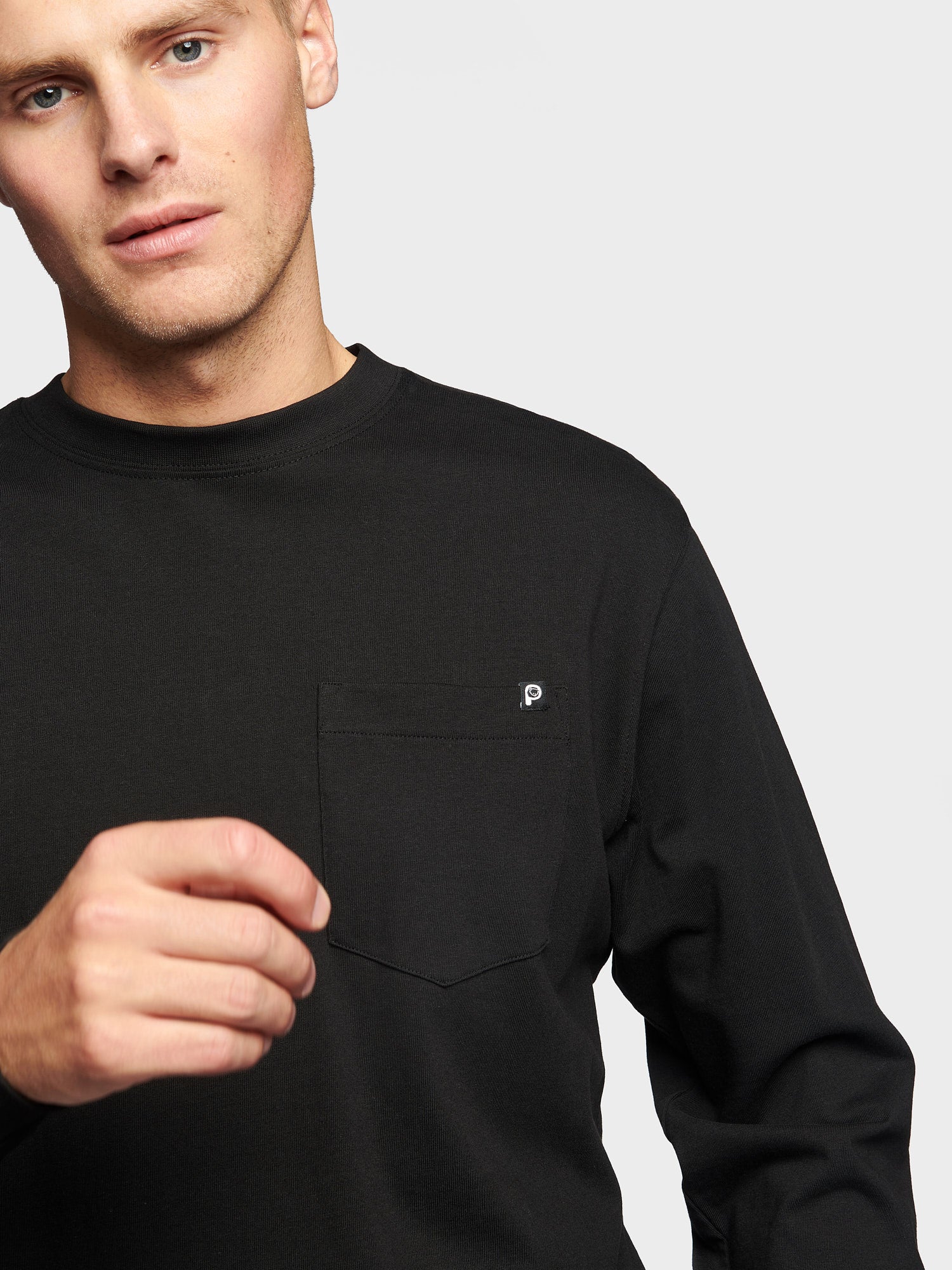 Chest Pocket Long Sleeve T-Shirt in Black