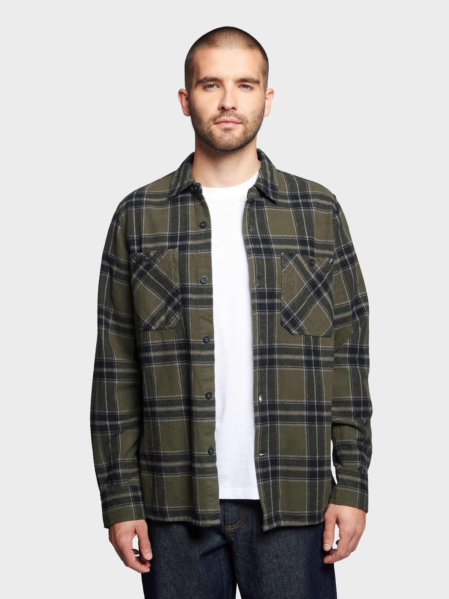 Large Check Overshirt in Forest Night