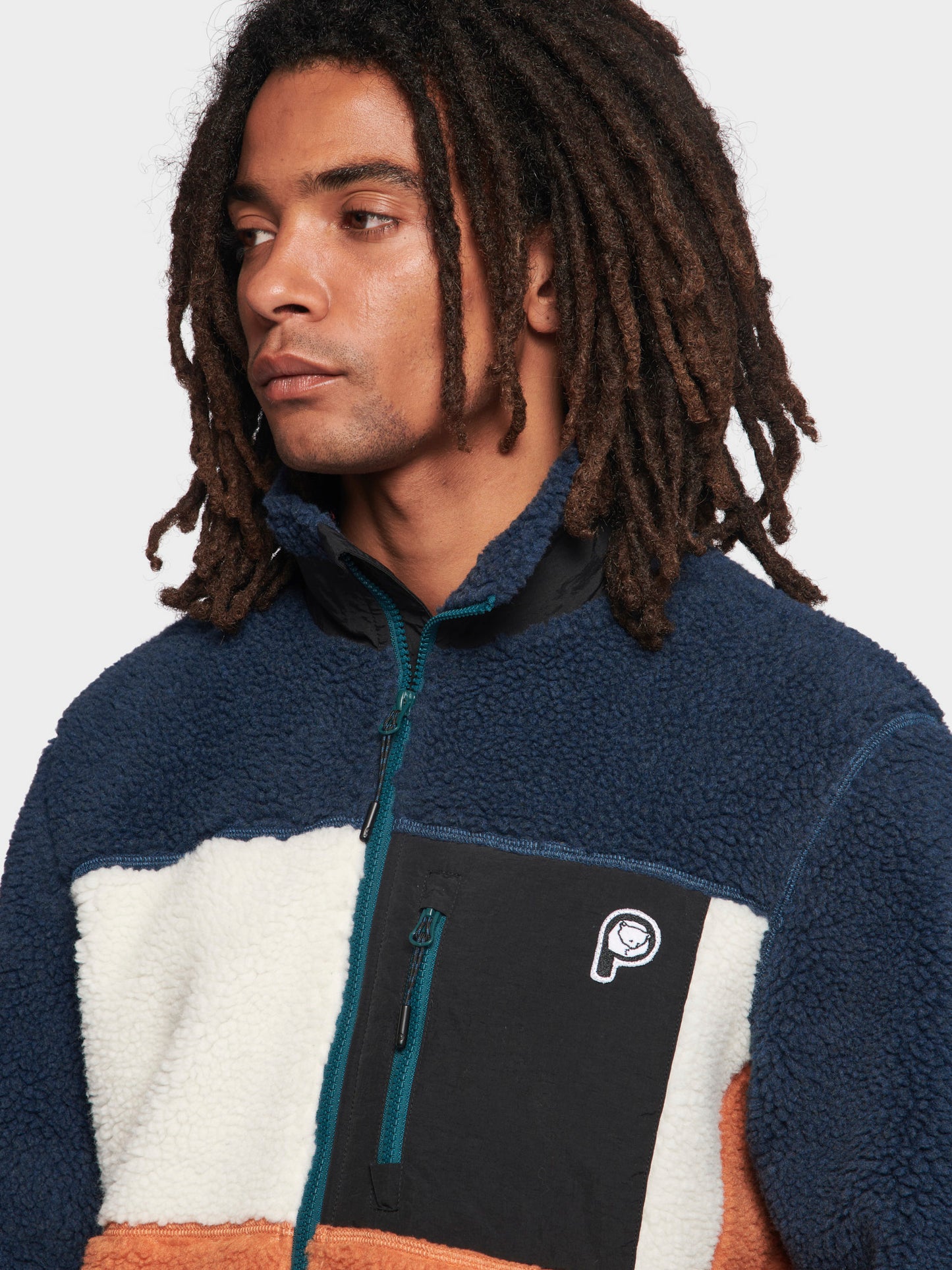 P Bear Fleece Jacket in Blue Wing Teal
