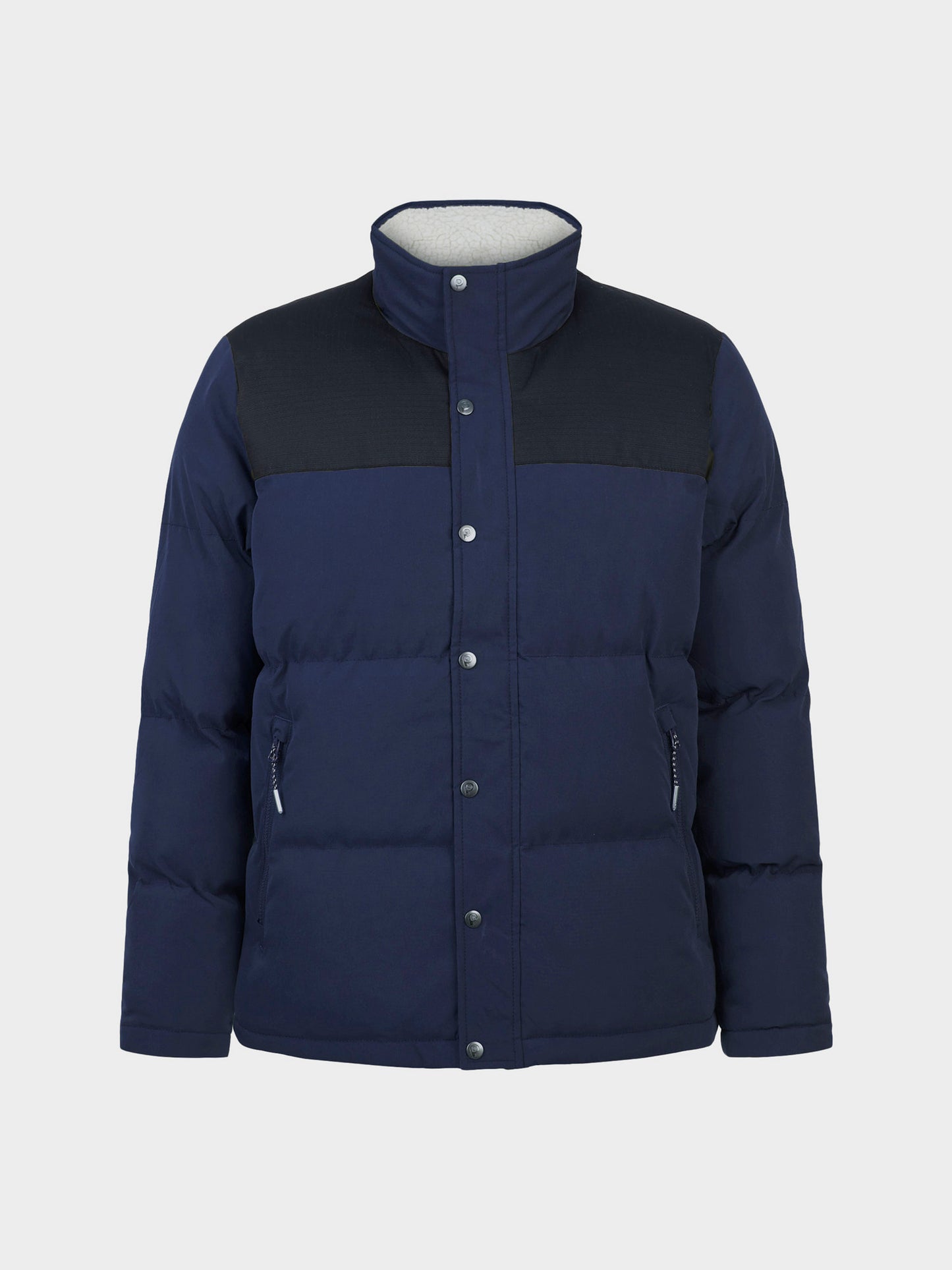 P Bear Cut + Sew Funnel Neck Puffer Jacket in Navy Blue