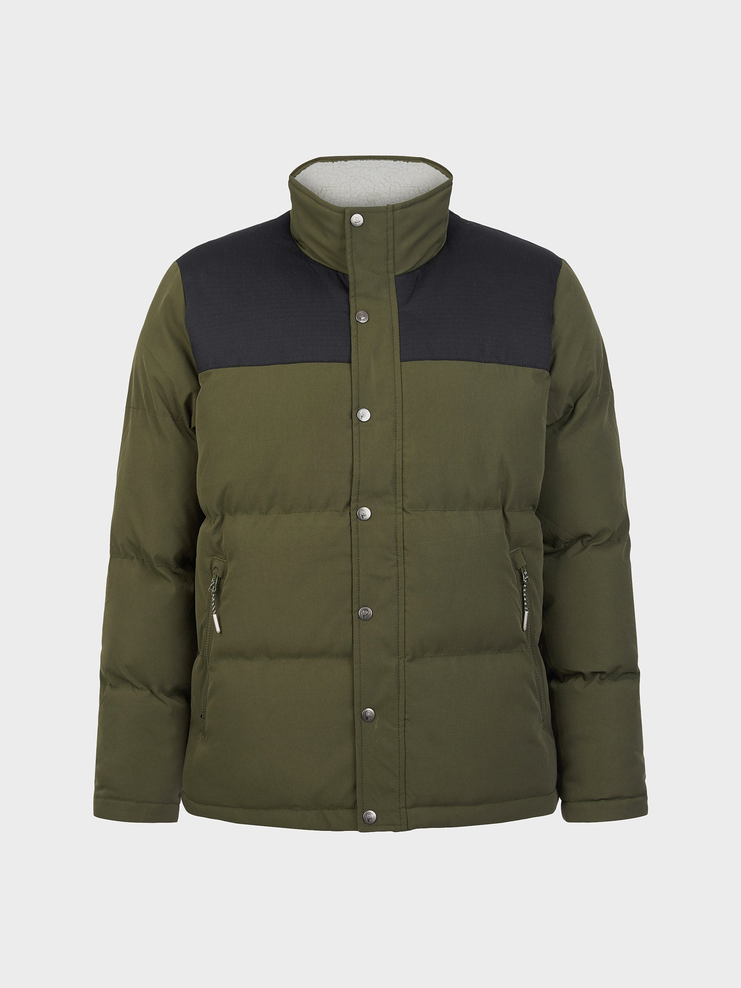 P Bear Cut + Sew Funnel Neck Puffer Jacket in Forest Night