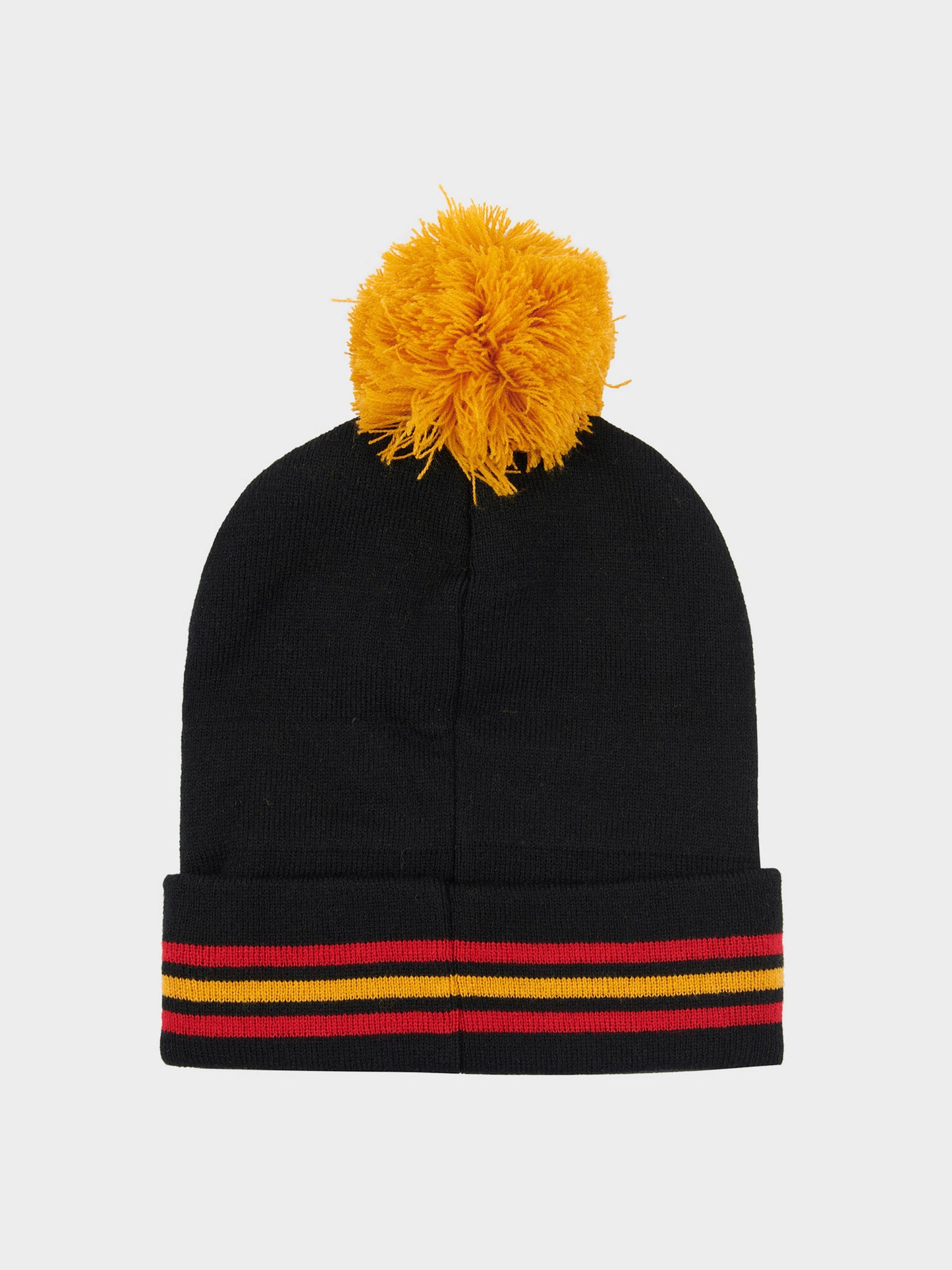 Intarsia Knit Bobble Beanie in Black