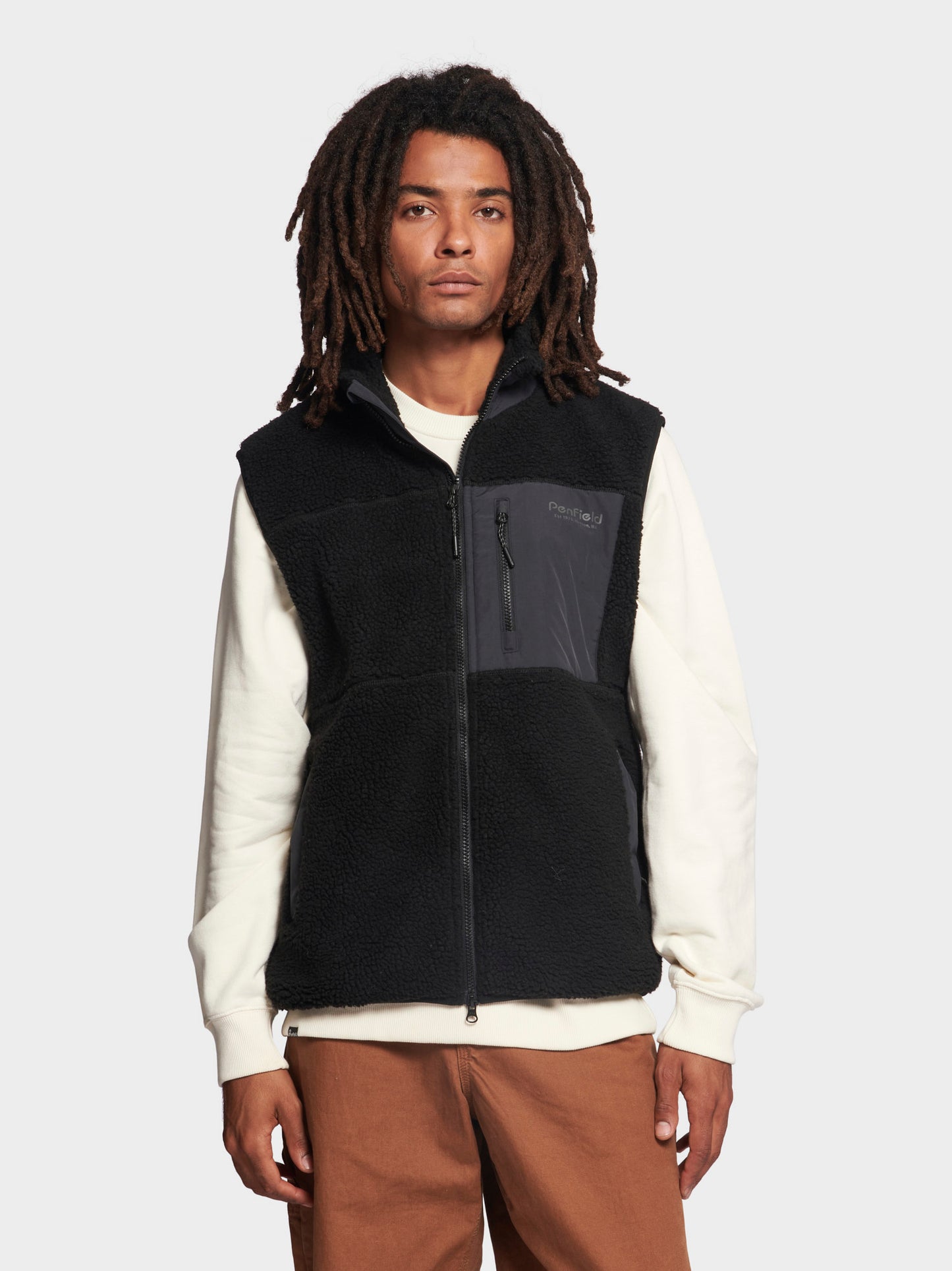 Hudson Script Fleece Vest in Black