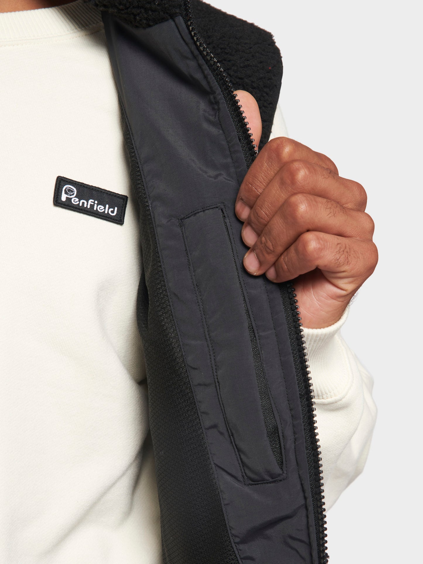 Hudson Script Fleece Vest in Black
