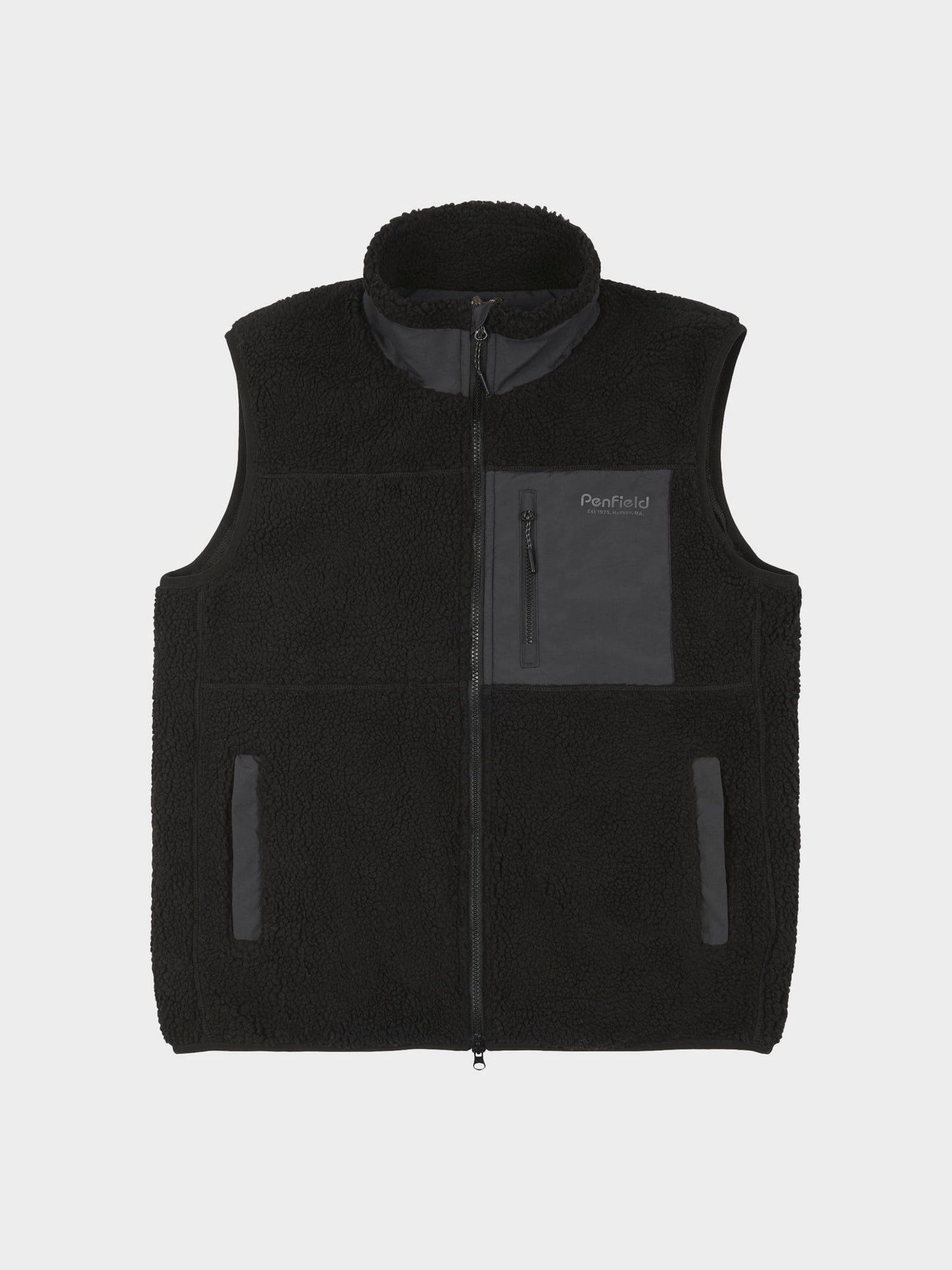 Hudson Script Fleece Vest in Black