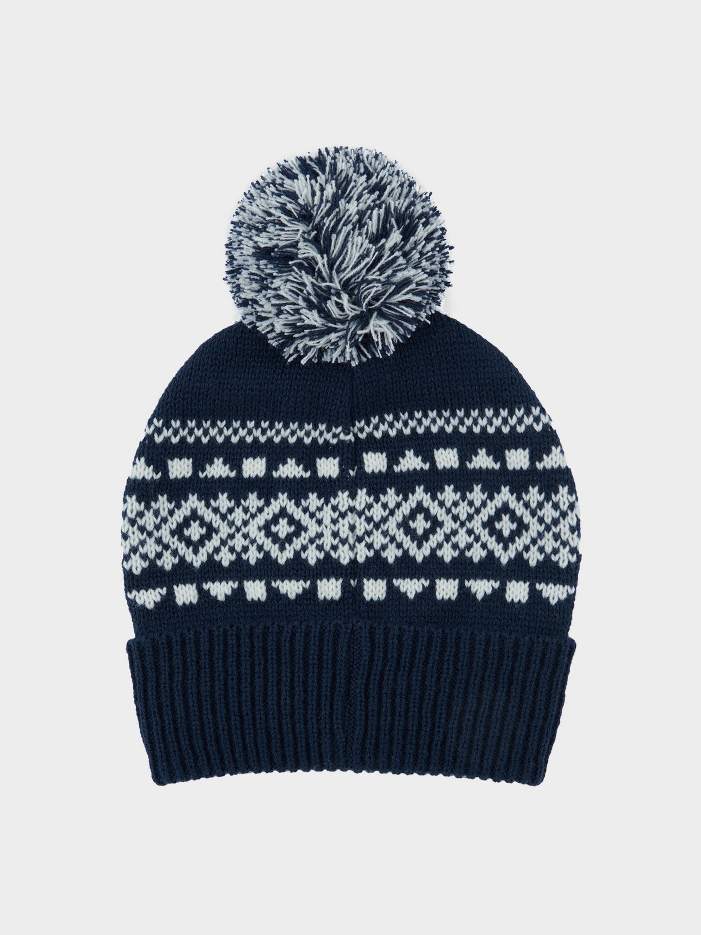 Fairton Fair Isle Bobble Hat in Navy Blue