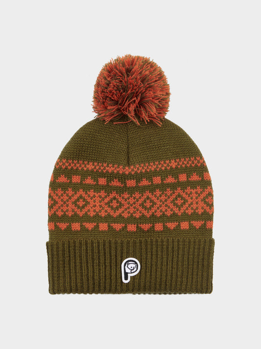Fairton Fair Isle Bobble Hat in Forest Night