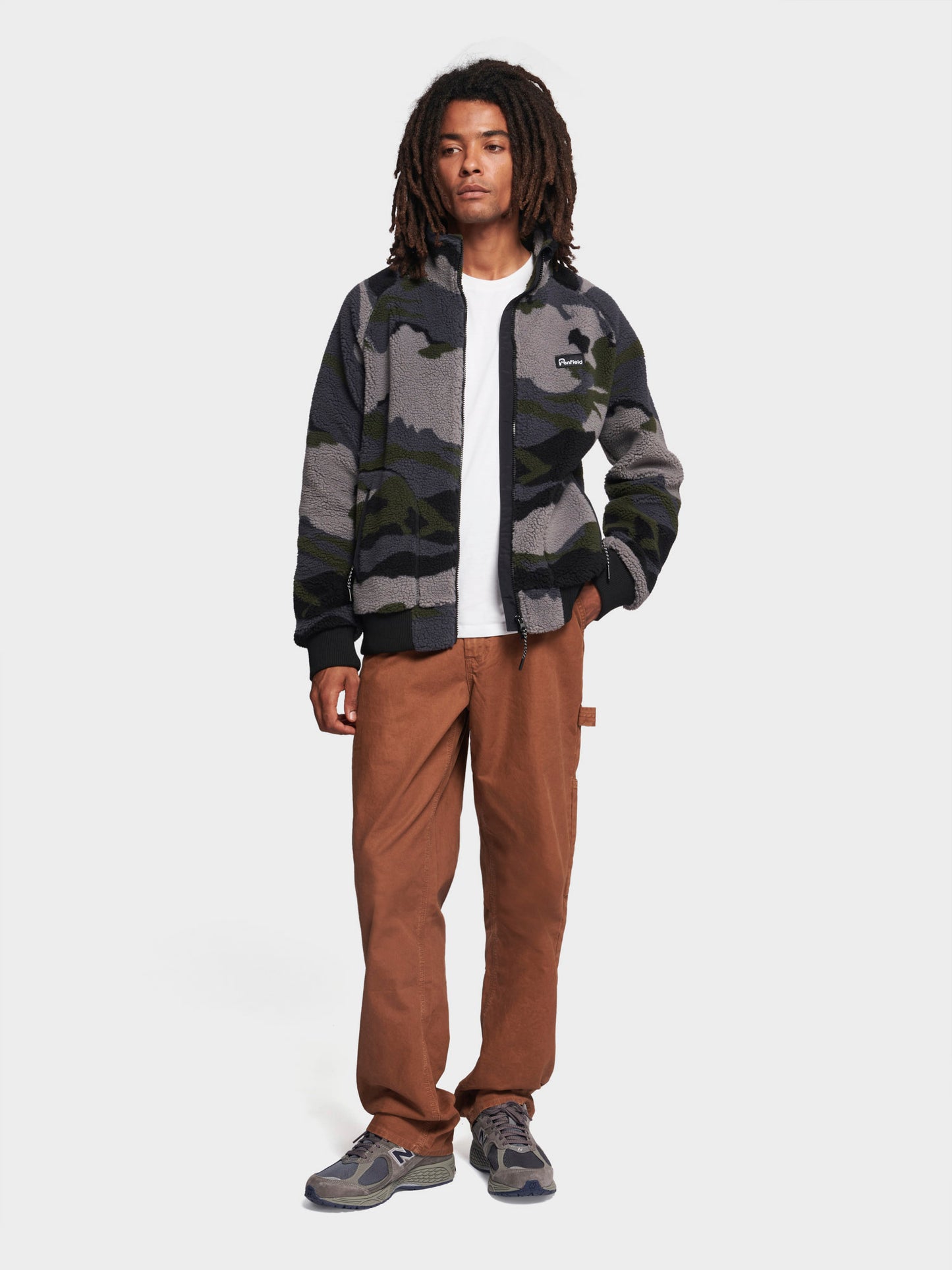 Abstract Mountain Fleece Jacket in Ebony