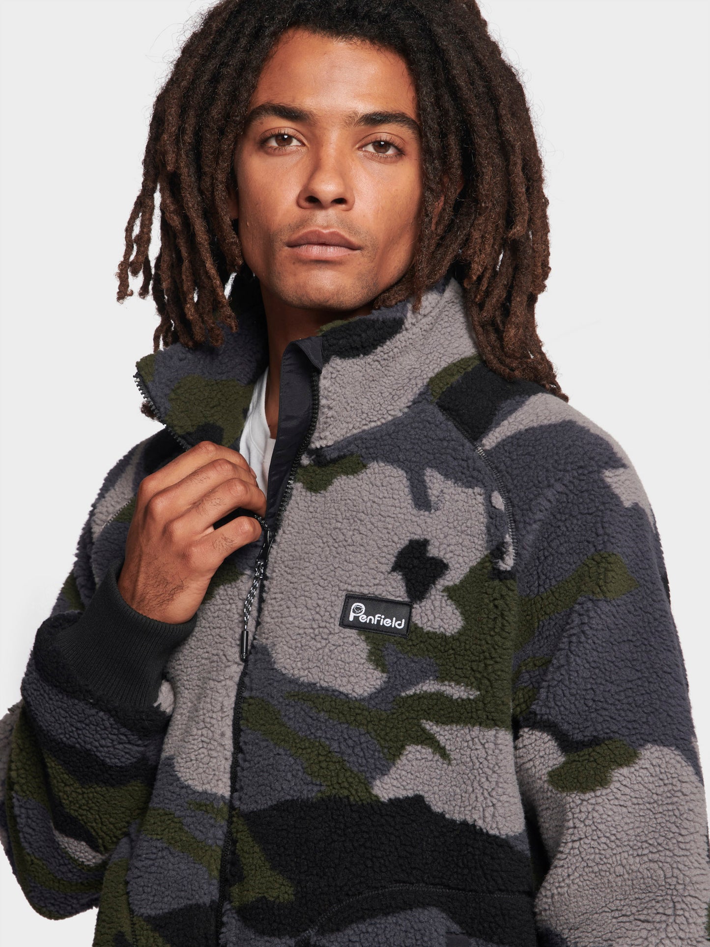 Abstract Mountain Fleece Jacket in Ebony