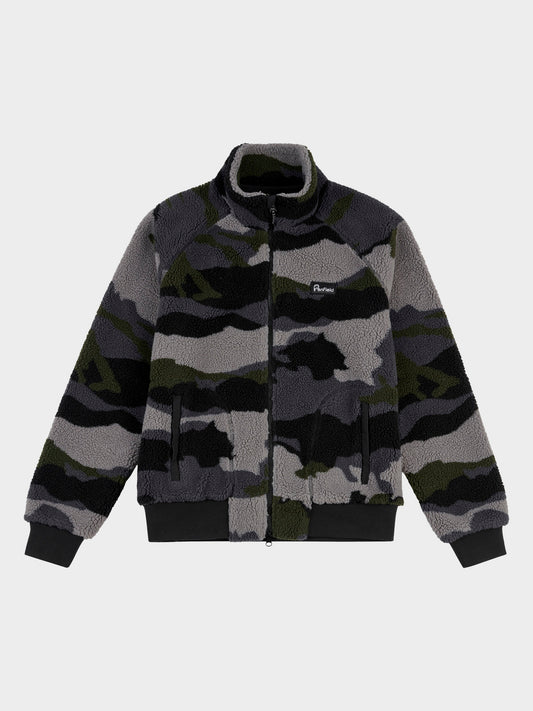 Abstract Mountain Fleece Jacket in Ebony