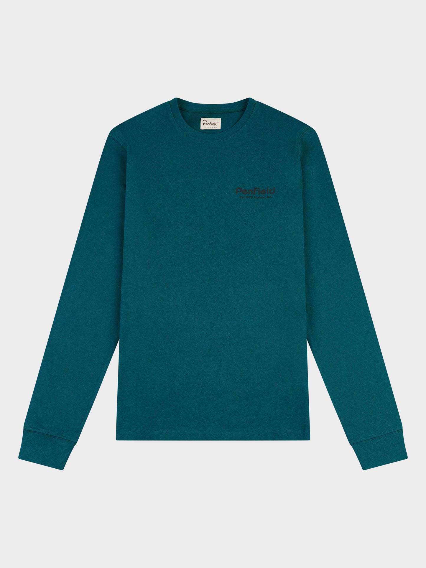 Sketch Mountain Back Graphic Long Sleeve T-Shirt in Deep Teal