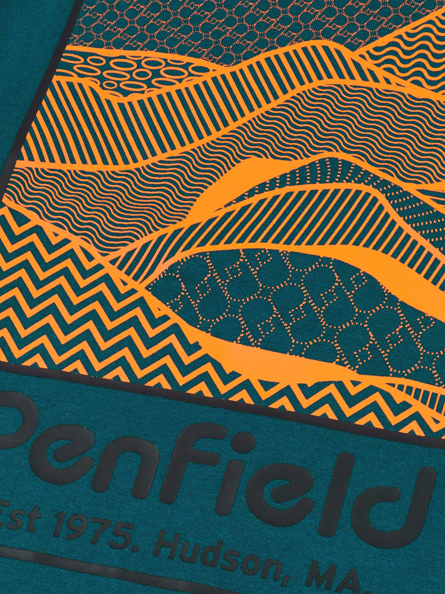 Sketch Mountain Back Graphic Long Sleeve T-Shirt in Deep Teal