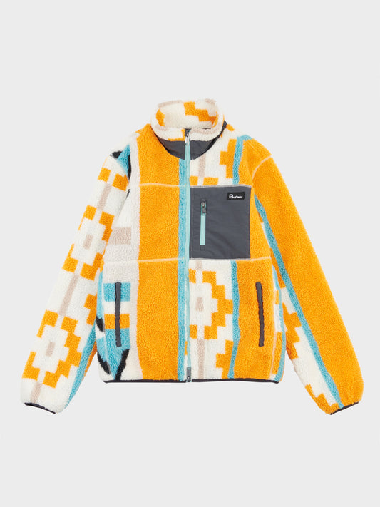Geo Print Mattawa Fleece Jacket in Apricot