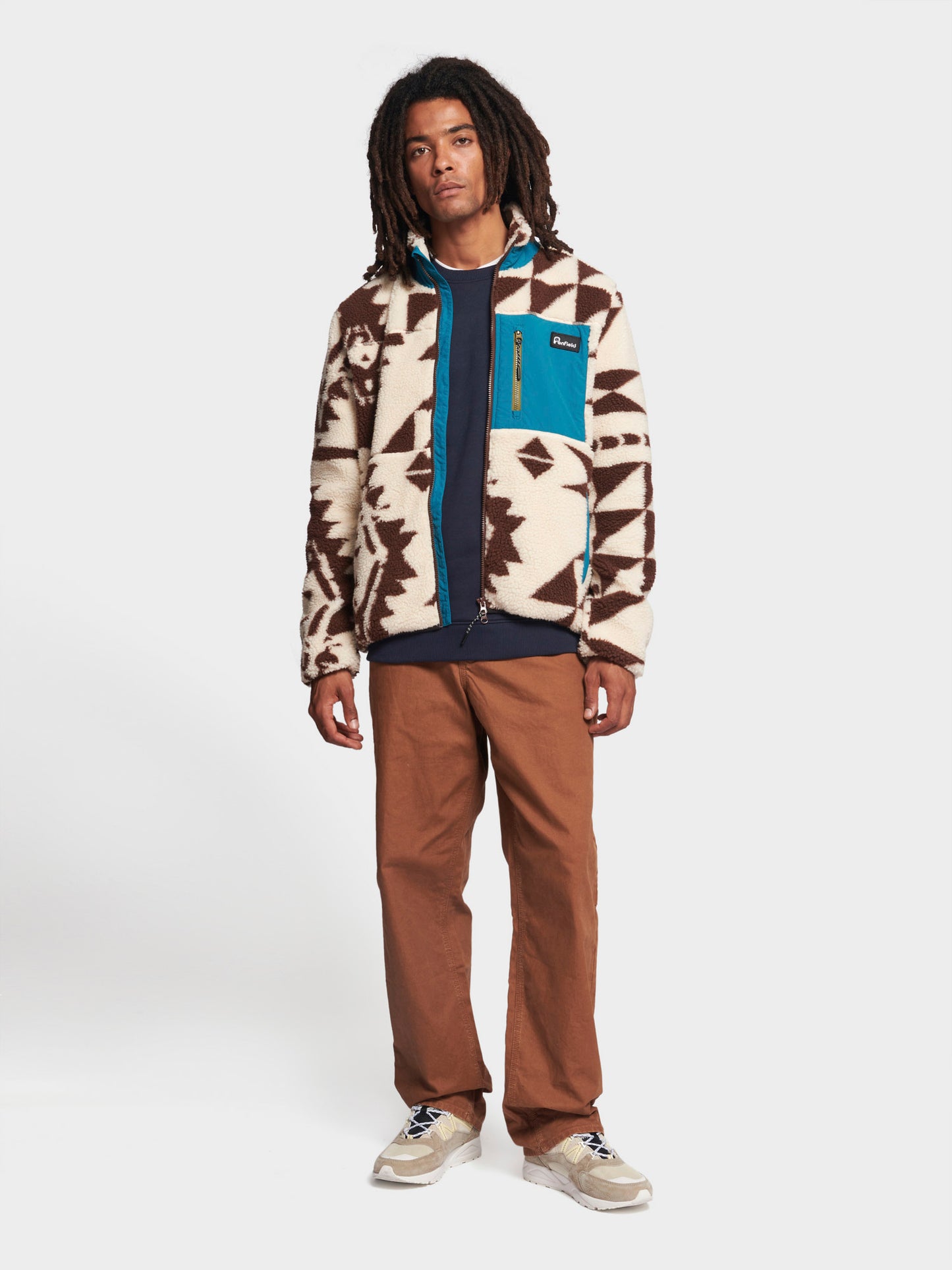 Winter Geo Mattawa Borg Fleece Jacket in Shaved Chocolate