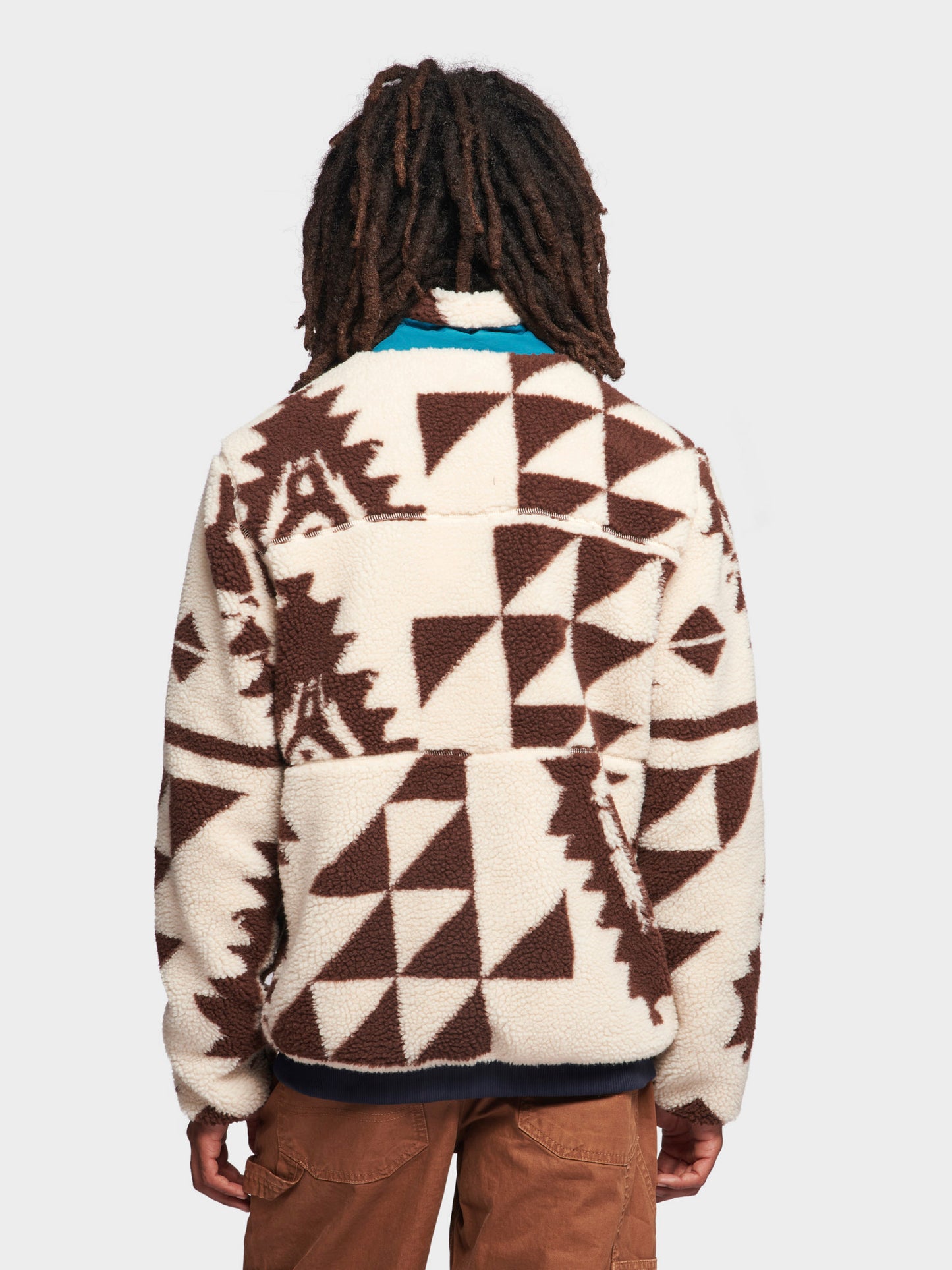 Winter Geo Mattawa Borg Fleece Jacket in Shaved Chocolate