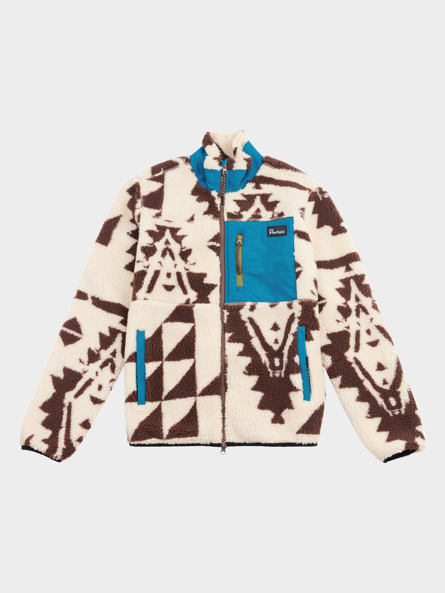 Winter Geo Mattawa Borg Fleece Jacket in Shaved Chocolate