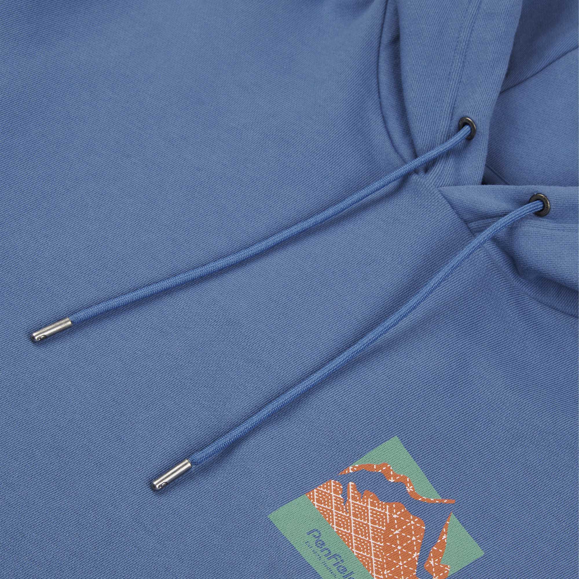 Relaxed Fit Mountain Back Print Hoodie in Blue Horizon