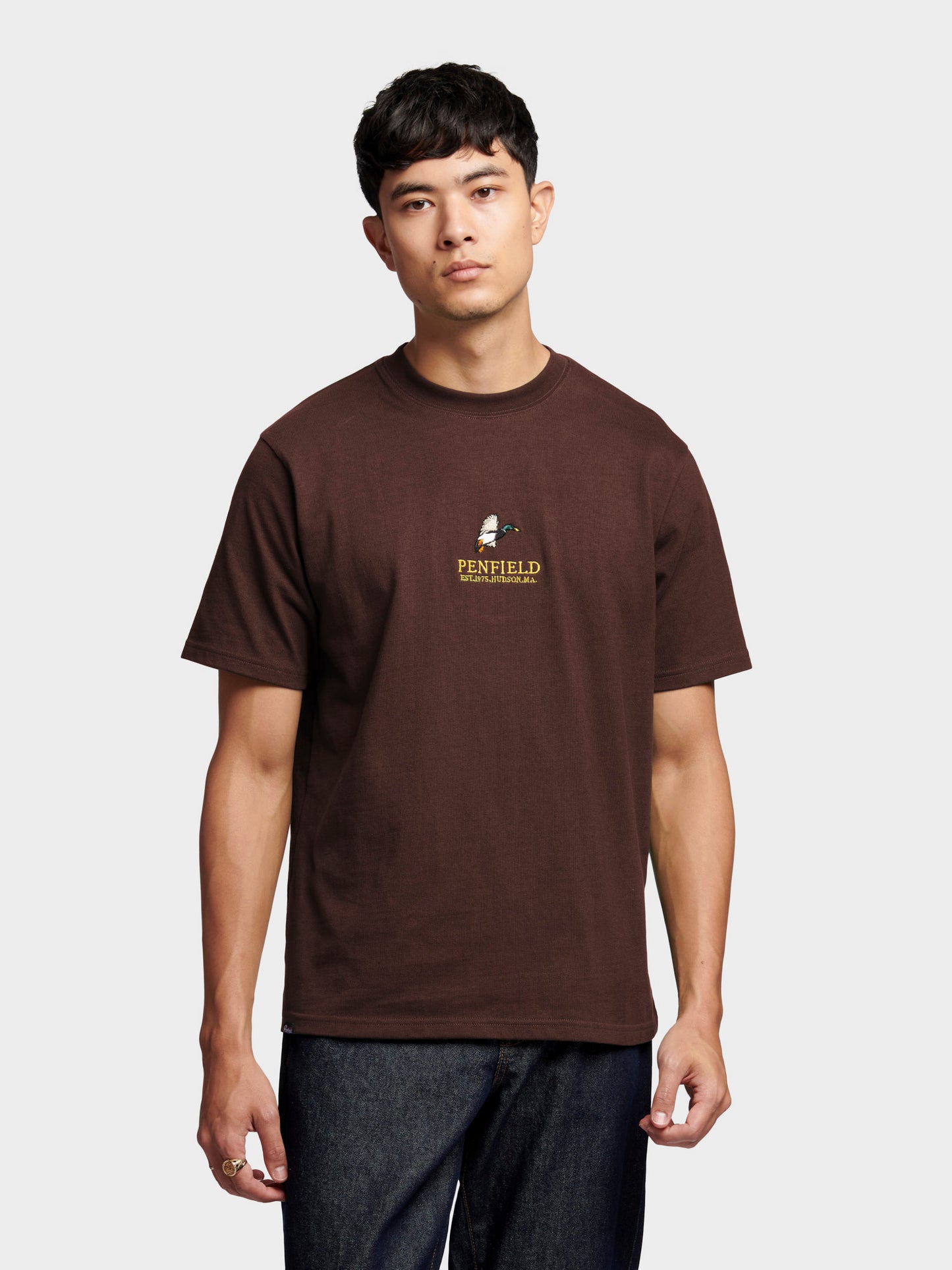 Embroidered Mallard T-Shirt in Chicory Coffee