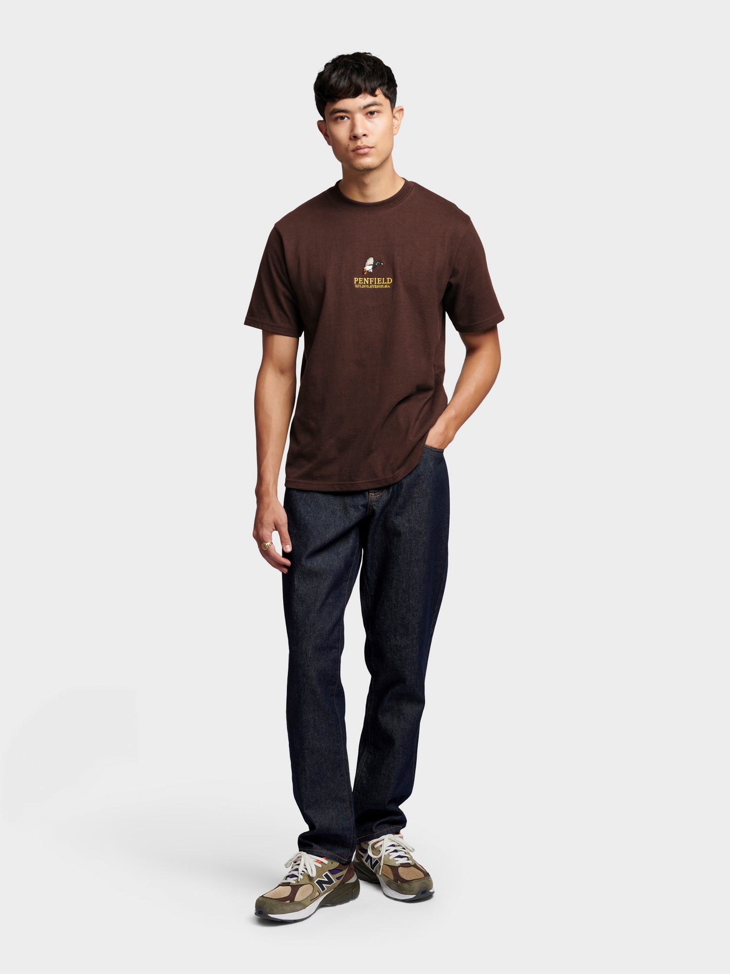 Embroidered Mallard T-Shirt in Chicory Coffee