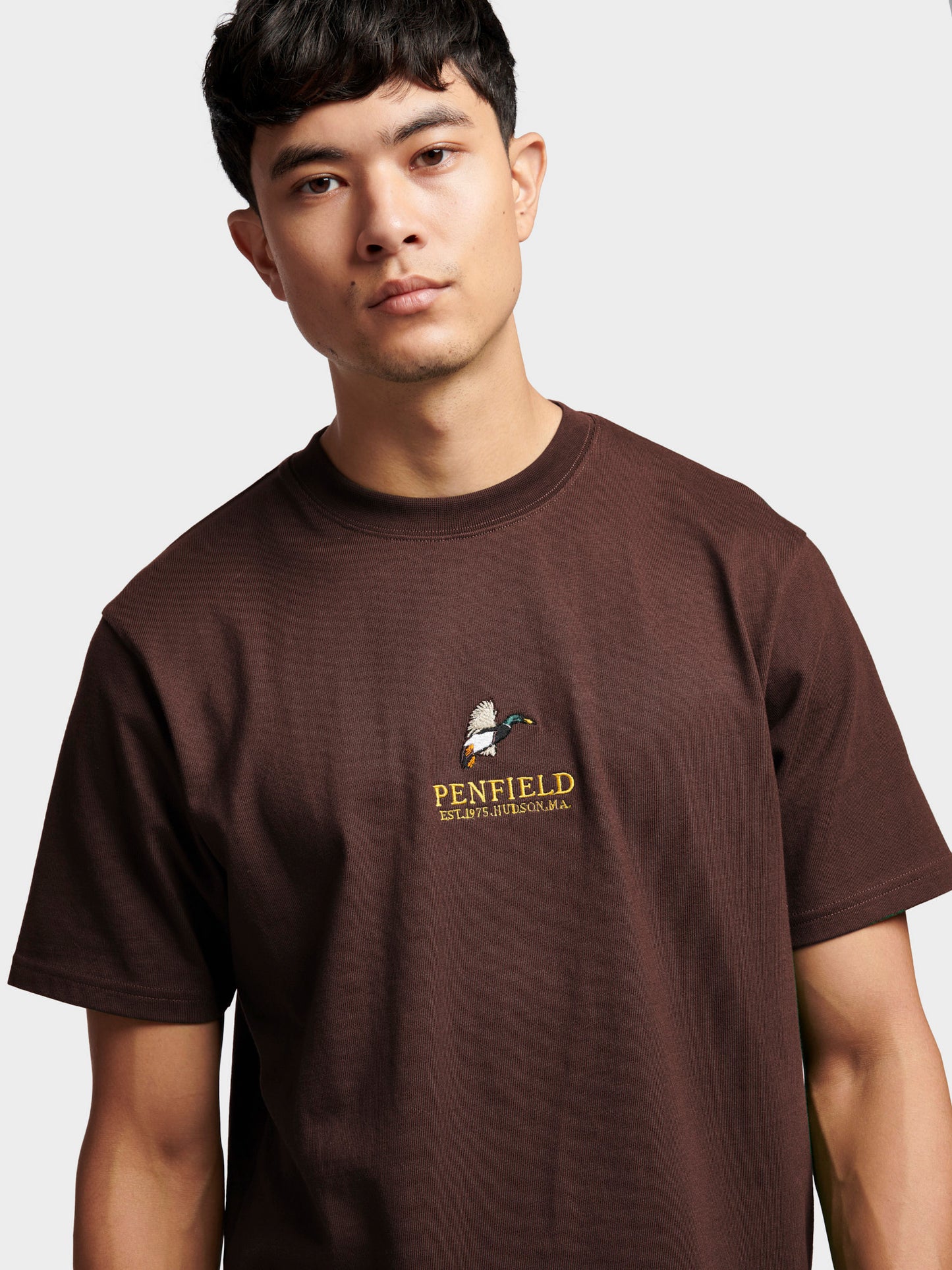Embroidered Mallard T-Shirt in Chicory Coffee