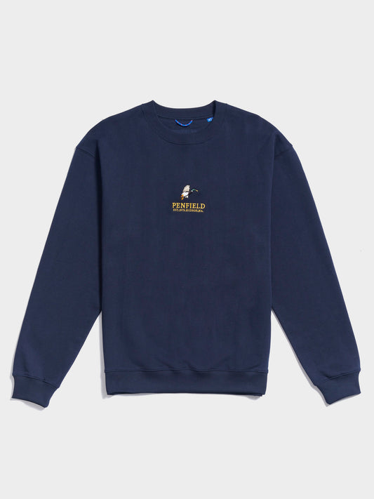 Embroidered Mallard Sweatshirt in Navy Blue