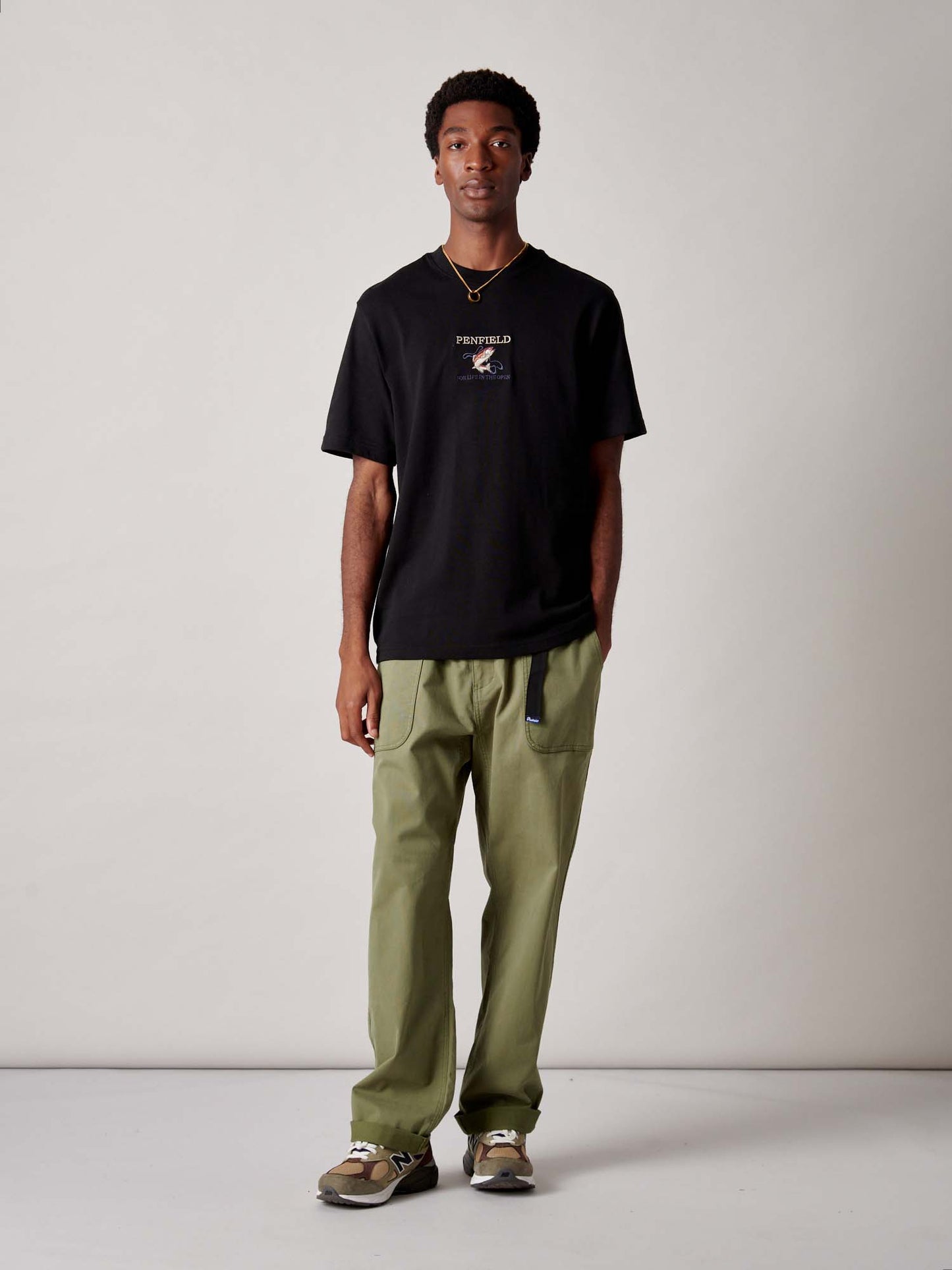 Embroidered Trout T-Shirt in Black