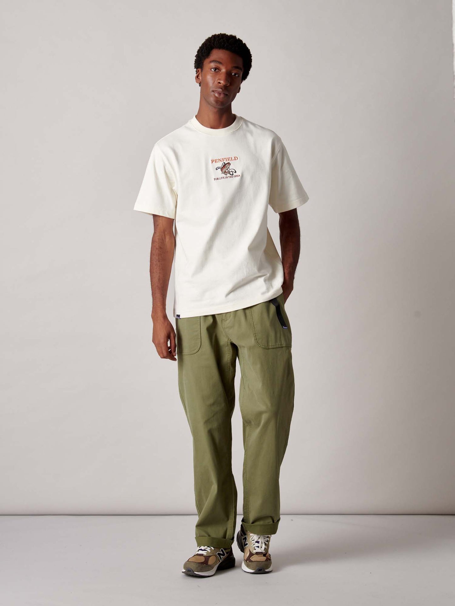 Embroidered Trout T-Shirt in Vanilla Ice