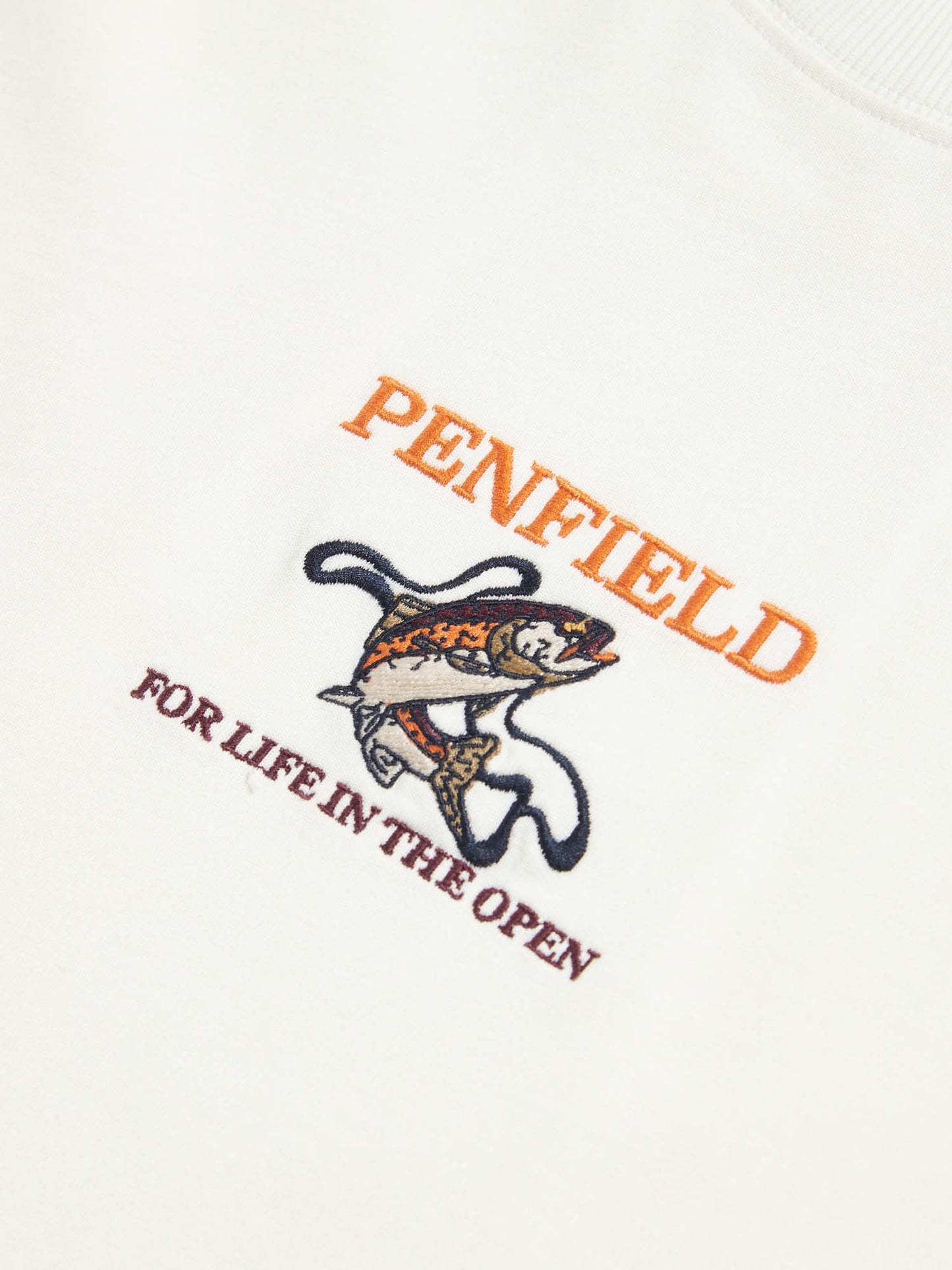 Embroidered Trout T-Shirt in Vanilla Ice