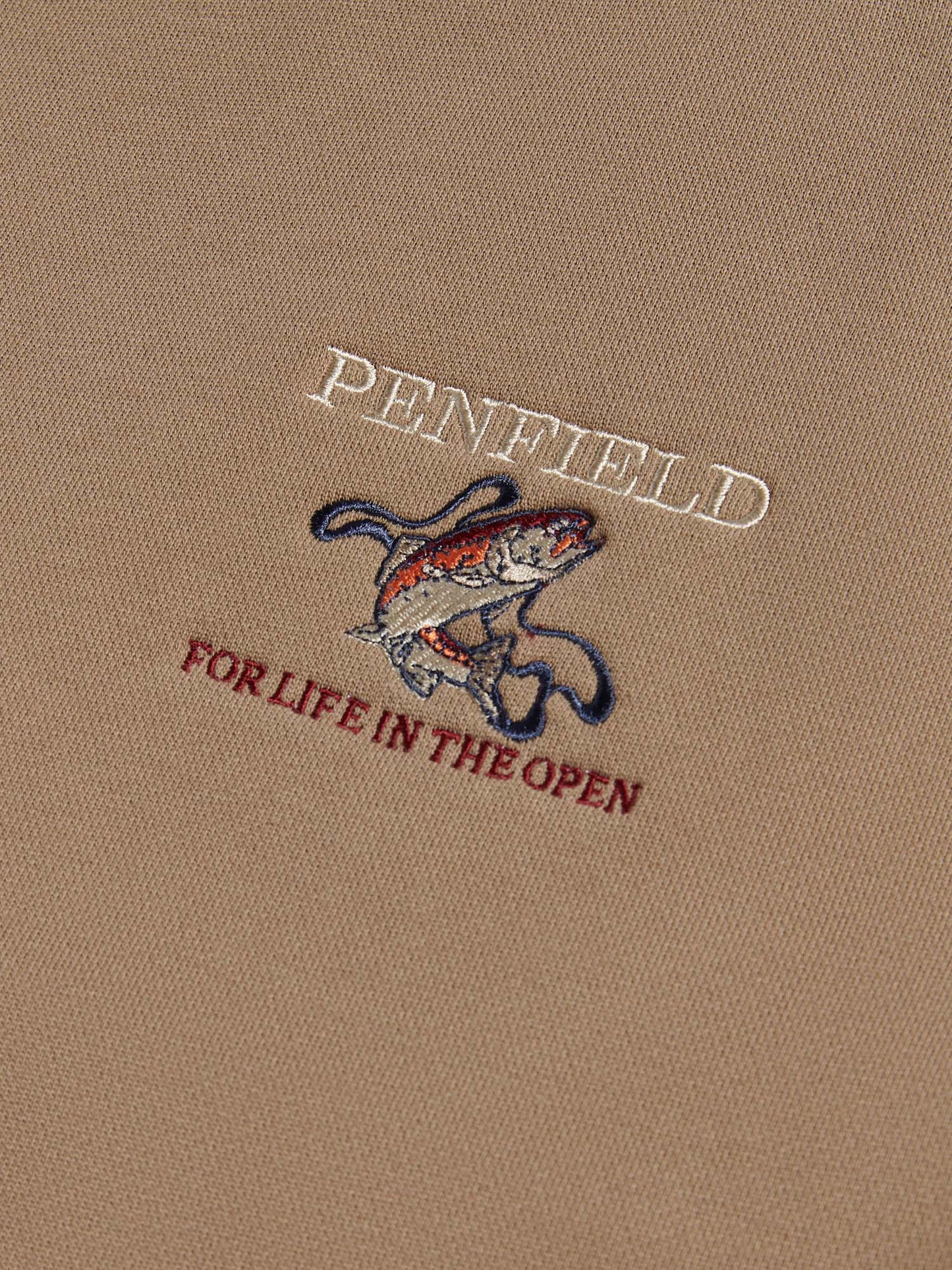 Embroidered Trout Crew in Lead Gray