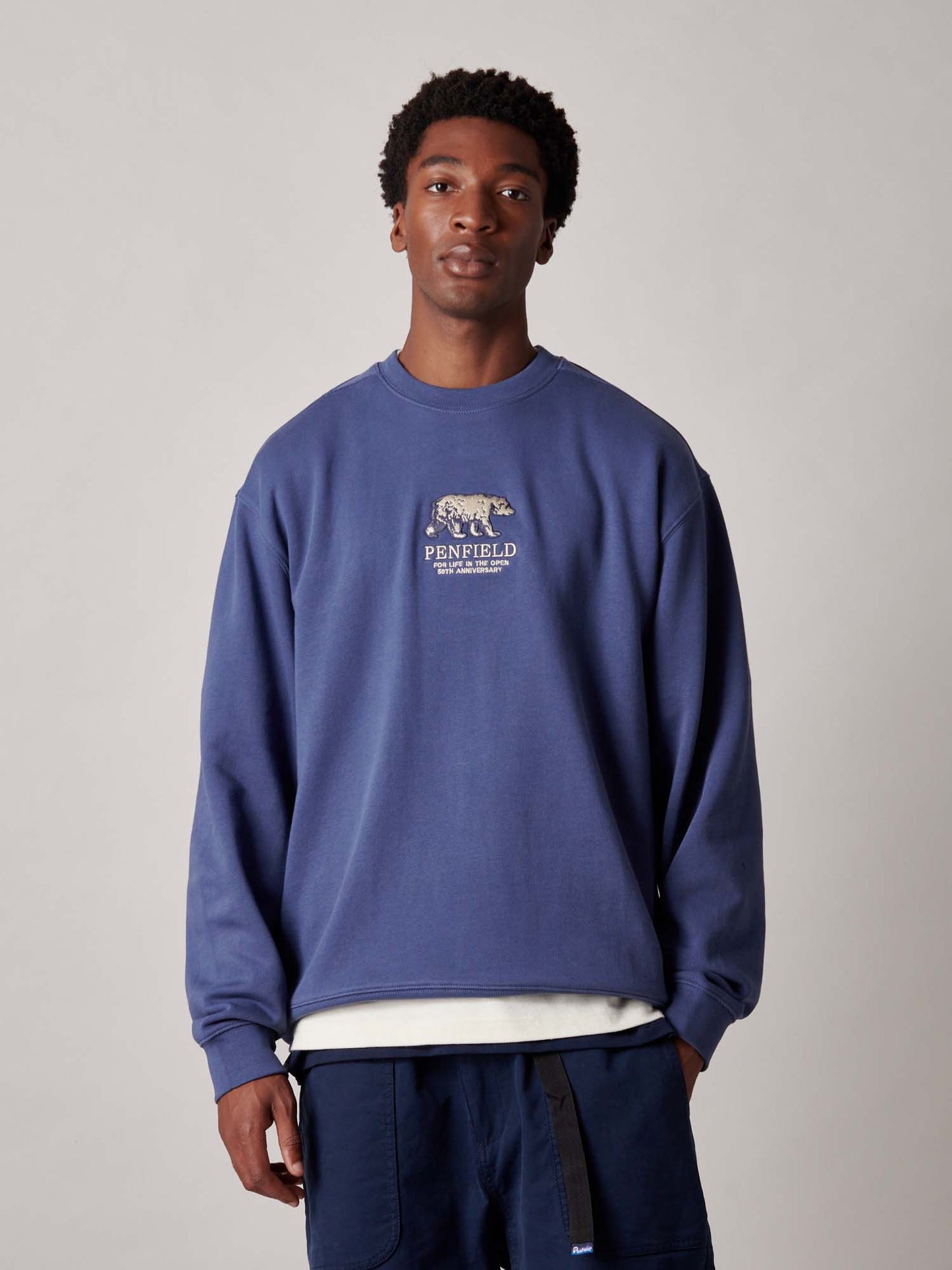 50th Anniversary Embroidered Crew in Blue Indigo