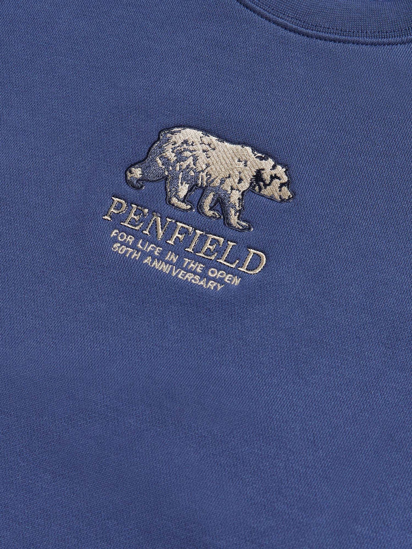 50th Anniversary Embroidered Crew in Blue Indigo