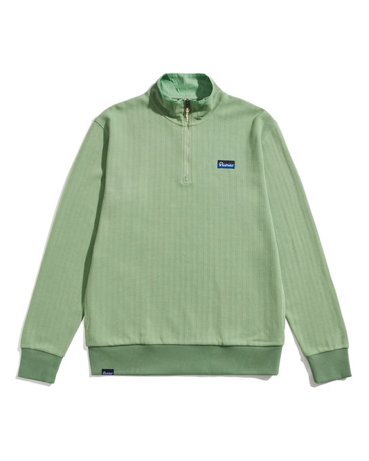 Textured Stripe Half Zip Funnel in Mistletoe