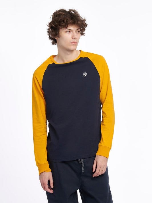 P Bear Chest Badge Raglan LS T-Shirt Navy Blue