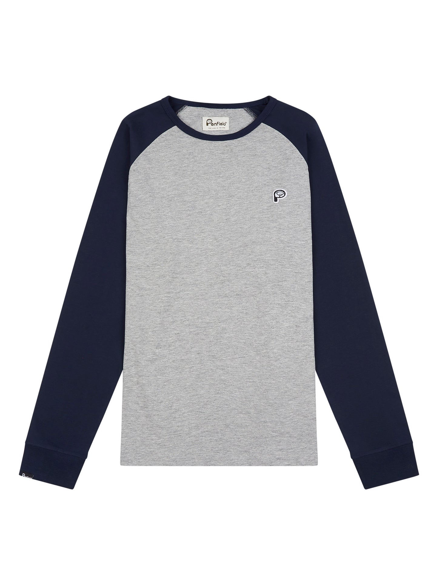 P Bear Chest Badge Raglan LS T-Shirt Vintage Grey Heather