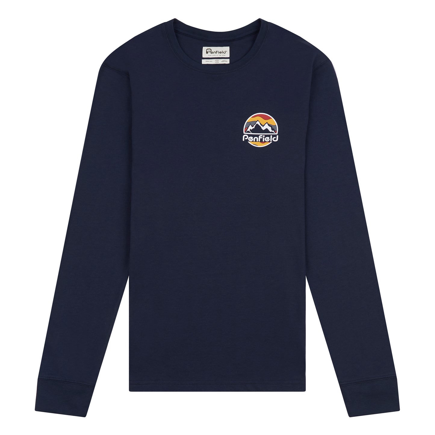Back Circular Long Sleeve T-Shirt Navy Blue