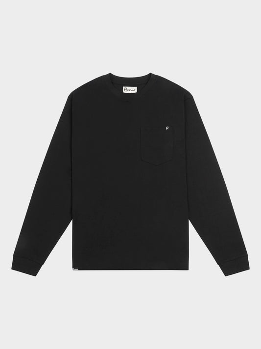 Chest Pocket Long Sleeve T-Shirt in Black