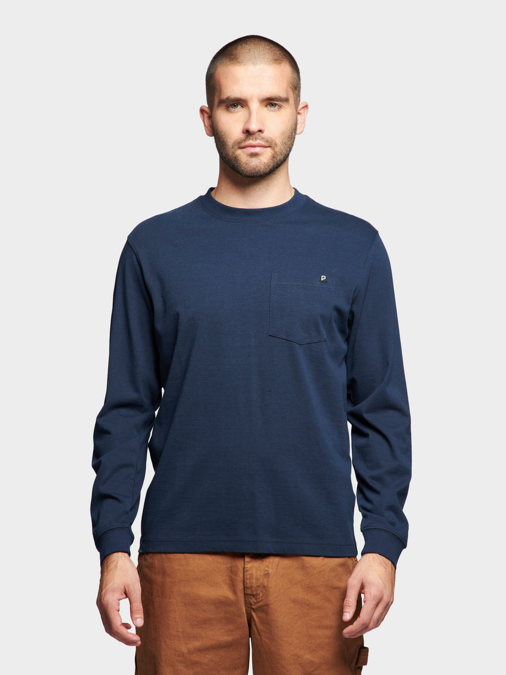 Cotton Long Sleeve Shirt With Chest Pocket 1