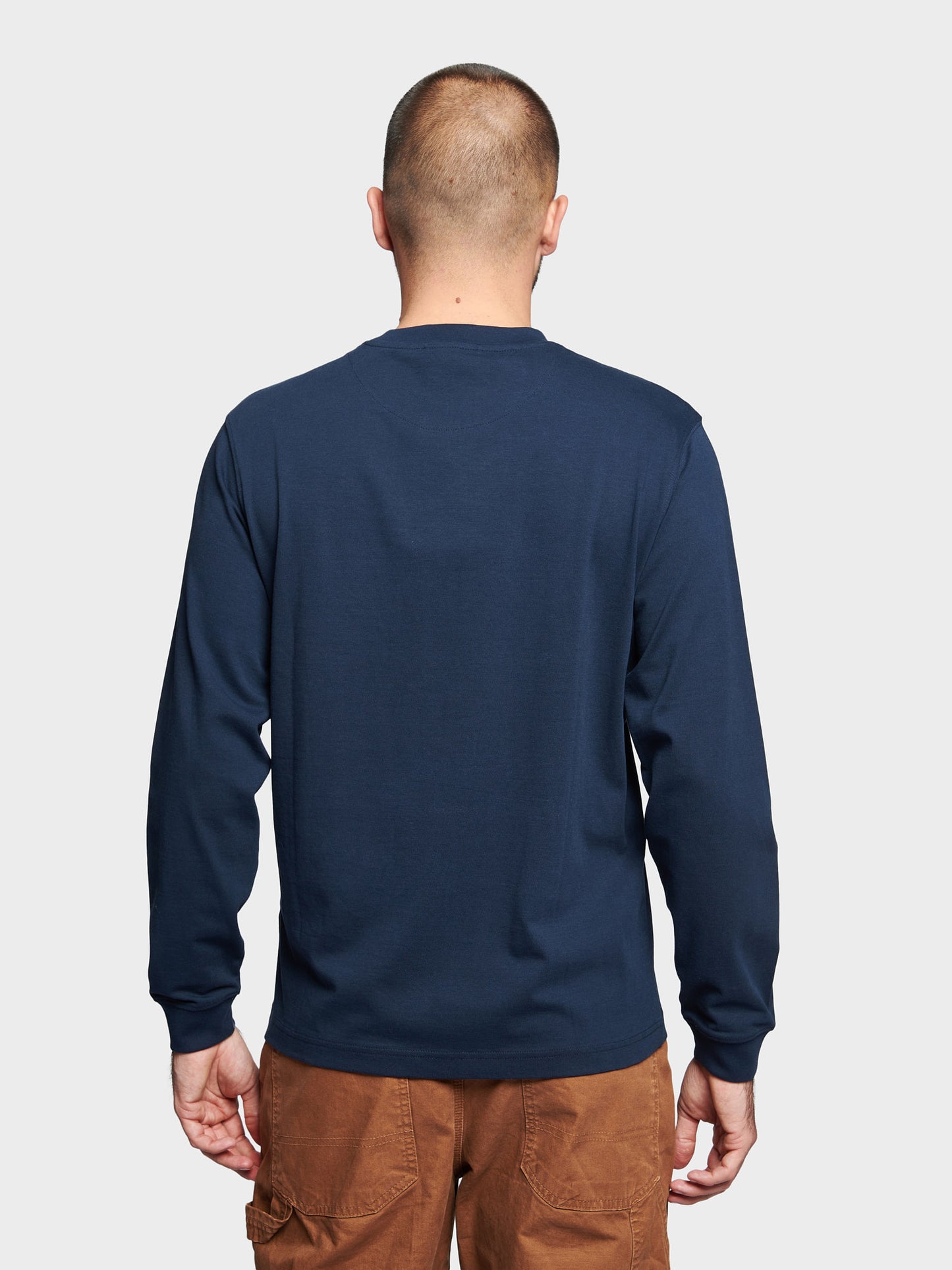 Chest Pocket Long Sleeve T-Shirt in Navy Blue