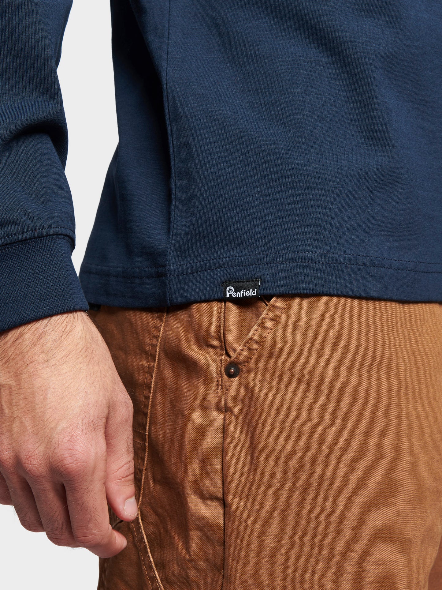 Chest Pocket Long Sleeve T-Shirt in Navy Blue