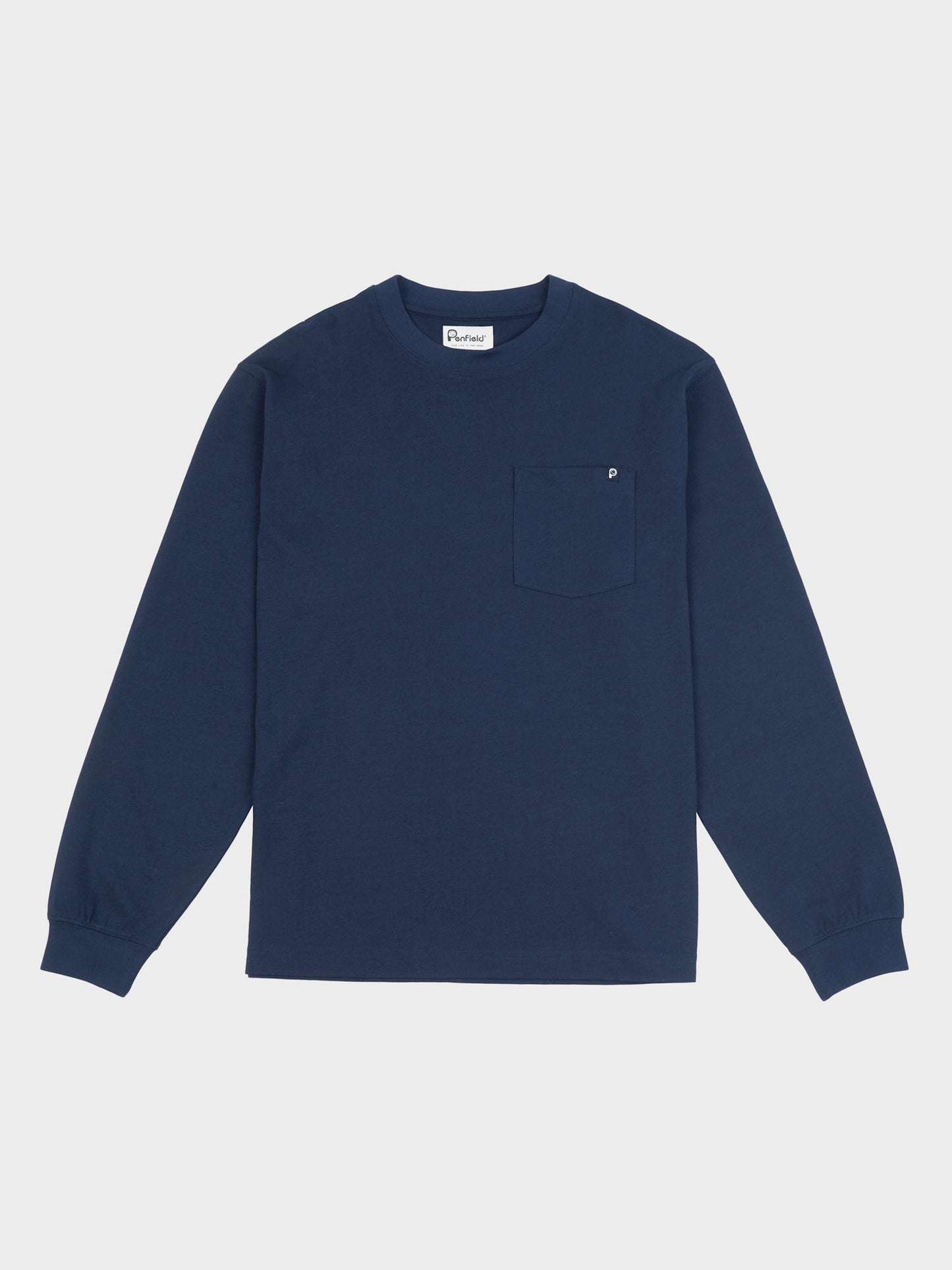Chest Pocket Long Sleeve T-Shirt in Navy Blue