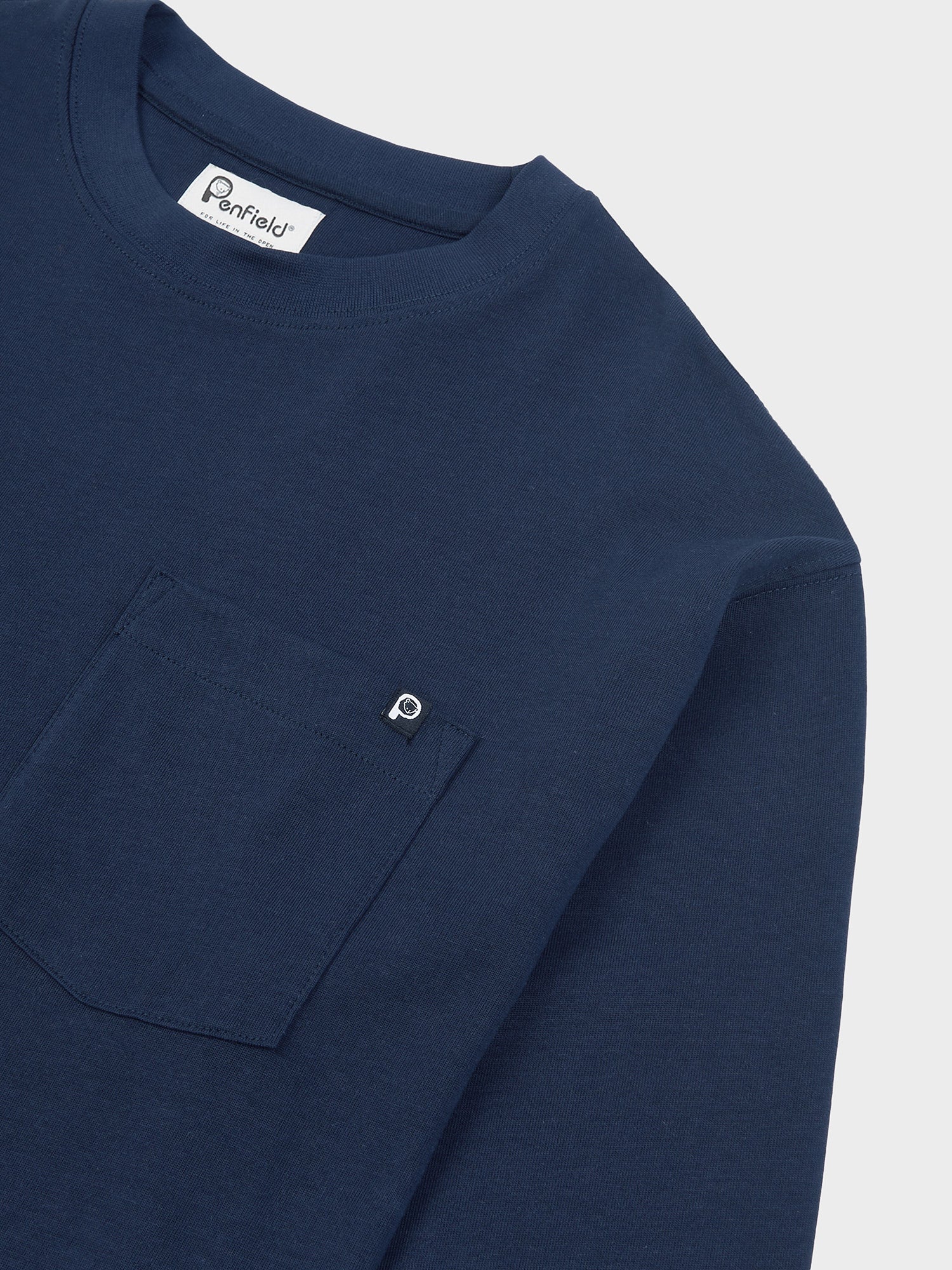 Chest Pocket Long Sleeve T-Shirt in Navy Blue