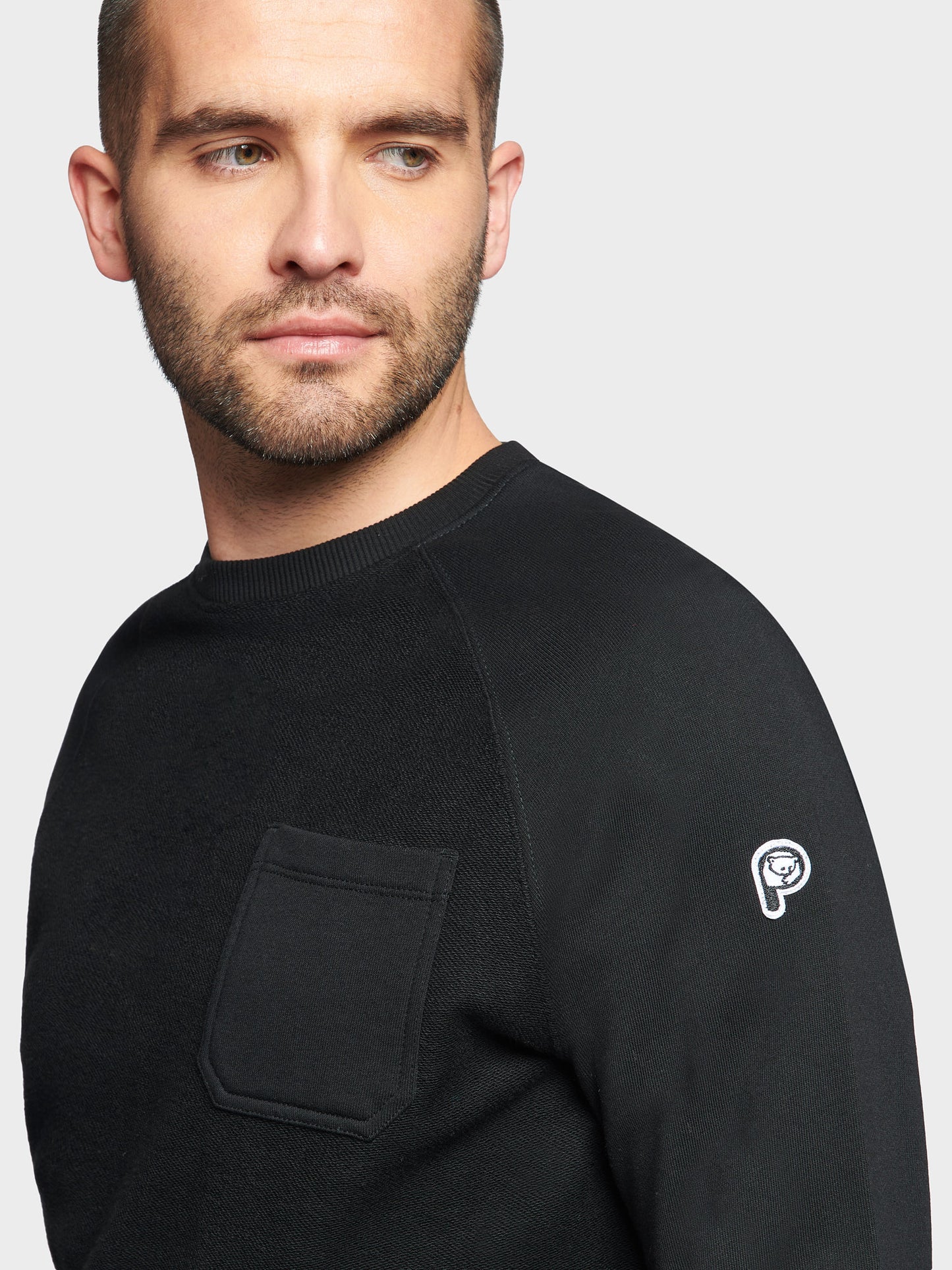 P Bear Reverse Loopback Sweater in Black