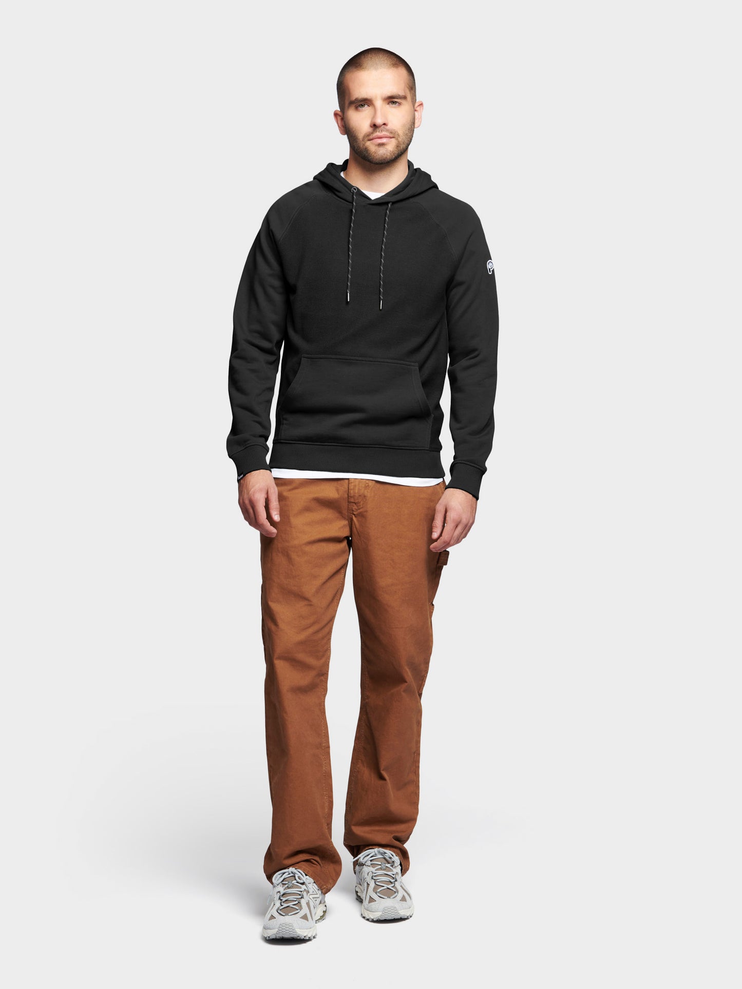 P Bear Reverse Loopback Hoodie in Black