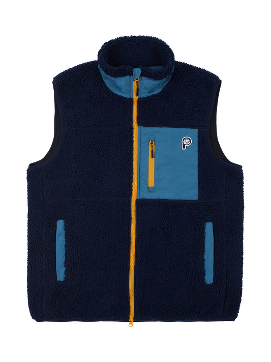 P Bear Fleece Vest in Navy Blue