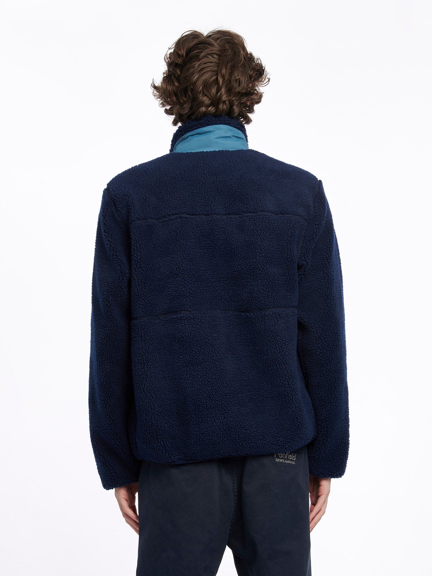 P Bear Borg Fleece Jacket in Navy Blue