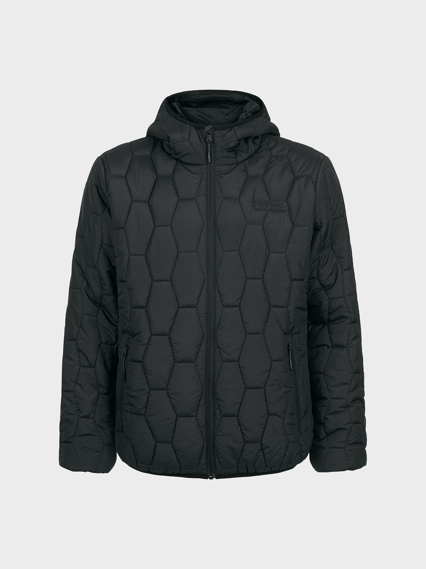 Hudson Script Hexagon Quilt Jacket in Black