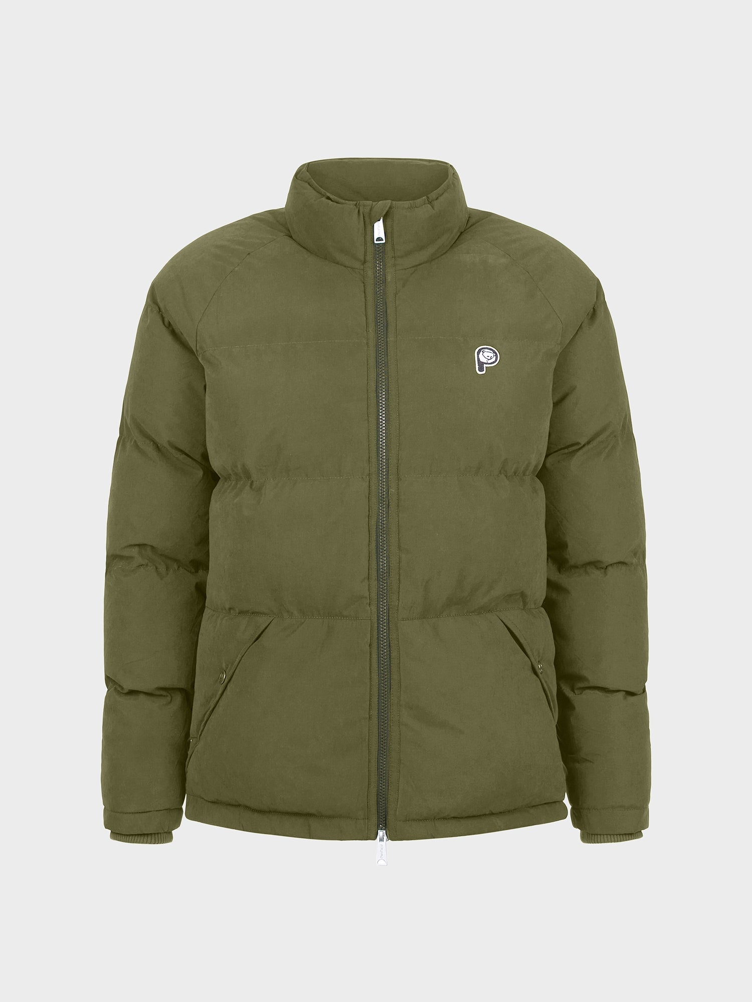 P Bear Funnel Neck Puffer Jacket in Forest Night