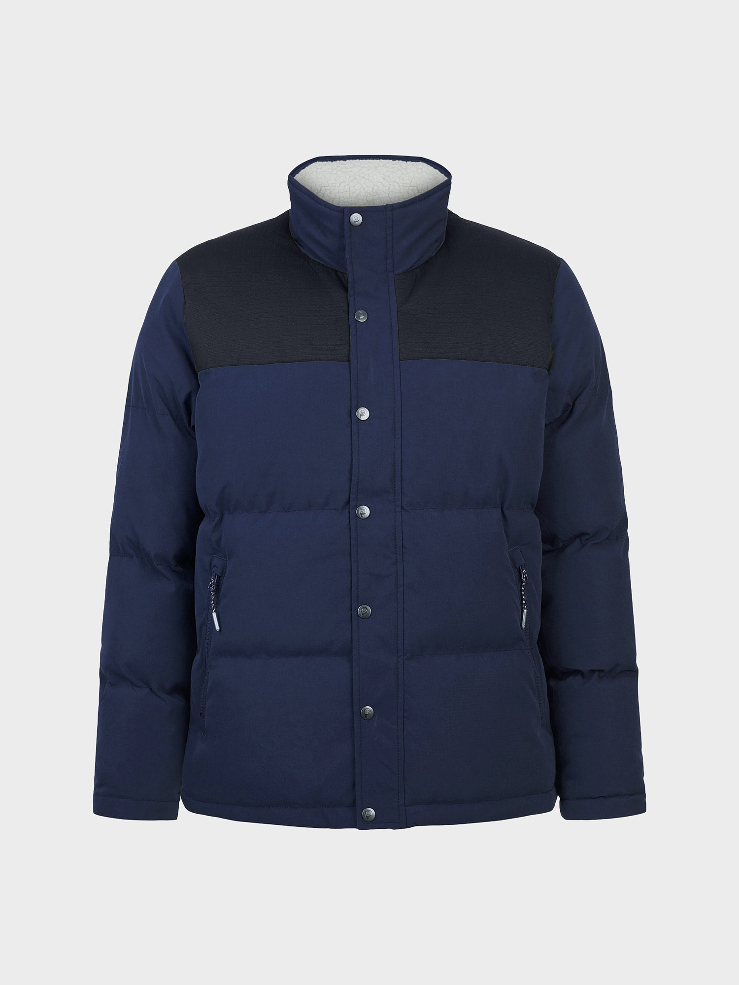 P Bear Cut + Sew Funnel Neck Puffer Jacket in Navy Blue